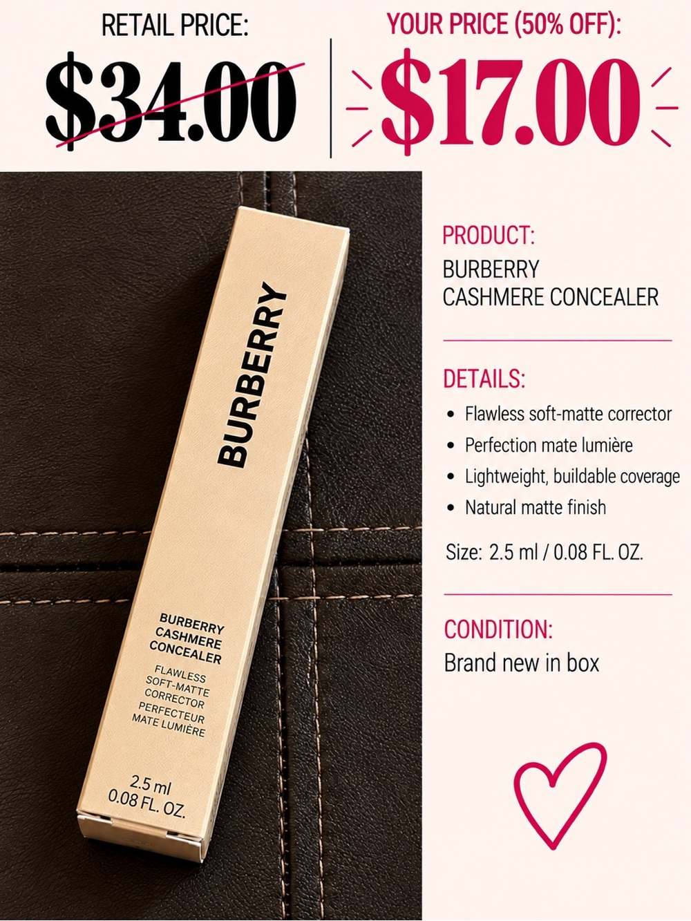 Burberry Cashmere Concealer - Beige Gold Packaging